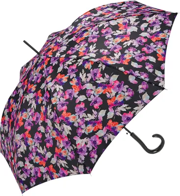Produktbild von Pierre Cardin Stockschirm Regenschirm Damen Automatik Blumenmotiv Black