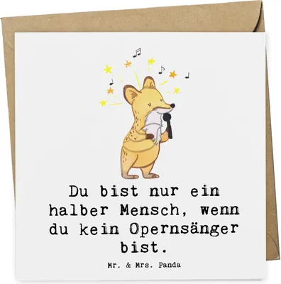 Produktbild von Mr. & Mrs. Panda Grußkarte Opernsänger Herz - Weiß - Geschenk, doppelkarte, anlasskarte, Glückwunschkarte, faltkarte, Klappkarte