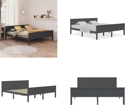 Obrázok produktu pre vidaXL Posteľ z masívu sivá borovica 200x200 cm - Rám postele - Rámy postelí - Posteľ - Rám postele