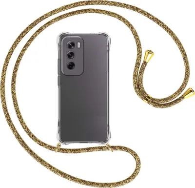 Produktbild von Handykette Backcover-Schutzhülle mit Band (Metall goldfarben) für OPPO Reno 12 5G - braun+beige
