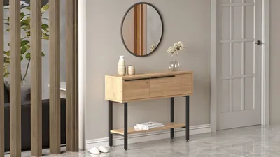 Zdjęcie produktu dla Skye Decor, On12-S, kredens, 100% płyta wiórowa pokryta melaminą, orzech, 100 x 29,5 x 76 cm