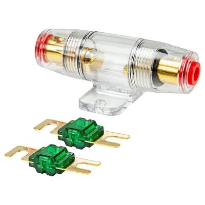Produktbild von Mini ANL Sicherungshalter transparent für Kabel bis 25qmm + 2 x 30A Sicherung