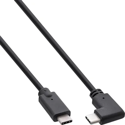 Immagine prodotto di Cavo InLine® USB 3.2 Gen.2, spina/spina USB-C angolata, nero, 0,3 m