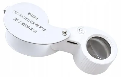 Obrázek produktu pro Verk 09214 Kapesní šperkařská lupa skládací 40x zvětšení, 25 mm, 9 LED diod