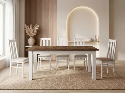 Produktbild von Esstisch Ausziehbar Rechteckig – Platzsparend, Verlängerbar Wohnzimmertisch Küchentisch für 8 personen - 140 × 80 cm bis 180 cm – Weiße Holzbeine – Hergestellt in EU – Eiche Lefkas Rustikal