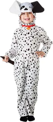 Immagine prodotto di Costume da dalmata per bambini - Tuta in peluche - 5-6 anni - Bianco e nero