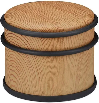 Produktbild von Famanu Türstopper für schwere Türen und Fenster - Holzoptik, rostfreies Stahl, ∅ 9,5 cm, braun