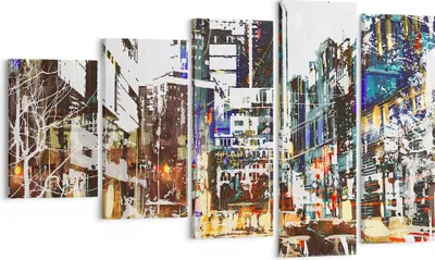 Produktbild von Bild auf Leinwand - Leinwandbild - Stadt Straße Haus - 100x60cm - Wand Bild - Wanddeko - Wandbilder - Leinwanddruck - Bilder - Kunstdruck - Wanddekoration - Leinwand bilder - Wandkunst - EG100x60-3800
