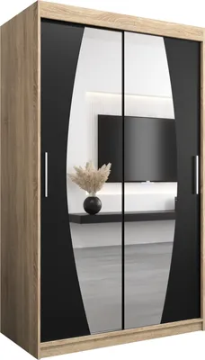 Produktbild von Kleiderschrank, Schiebetürenschrank Schlafzimmer, Schrank mit Spiegel ELYPSE 120 cm