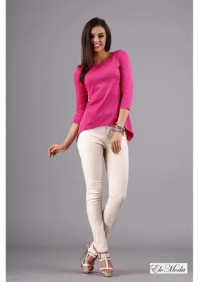 Produktbild von Damen Longshirt mit verlängerte Saumenden; Dunkelpink/M/38