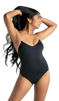 Zdjęcie produktu dla Body damski Capezio z prześwitującymi paskami na ramionach, modelujące sylwetkę