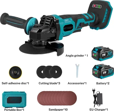 Produktbild von Winkelschleifer, bürstenloser Motor, variable Geschwindigkeit, blau 2 Batterie
