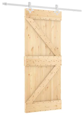 Image de Porte coulissante vidaXL, finition naturelle et blanche, 85 x 210 cm, pin massif