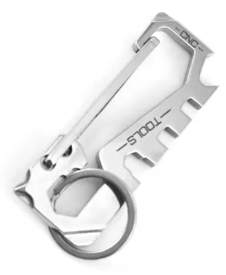 Produktbild von INF Edelstahl 12-in-1 Multitool Karabiner Schlüsselanhänger 5.4cm Outdoor