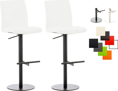 Produktbild von CLP 2er Set Barhocker Cadiz Kunstlederbezug drehbar und höhenverstellbar bis 240 kg weiß Gestell Farbe schwarz