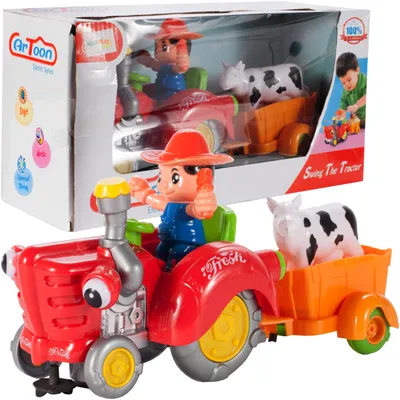 Image de MalPlay Tracteur avec remorque | Jeu de rôle Tracteur avec remorque avec animaux | avec son et lumière | Cadeau pour filles et garçons | Jouets à la ferme pour jeunes enfants
