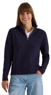 Produktbild von Cecil Damen Langarm Pullover mit Stehkragen und Zipper