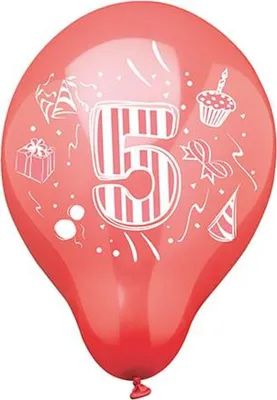 Zdjęcie produktu dla 6 balonów z cyframi Ø 25 cm w różnych kolorach "5"