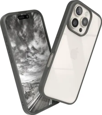 Produktbild von EAZY CASE Clear Hybrid Bumper Hülle für Apple iPhone 16 Pro, Handyhülle stoßfest mit Kameraschutz, Handycase dünn in Grau