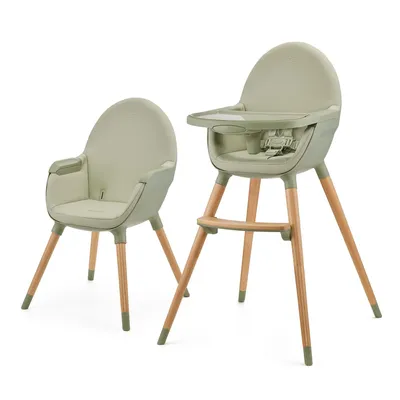 Immagine prodotto di Kinderkraft FINI 2 Seggiolone 2 in 1 con seduta in ecopelle e vassoio doppio Verde