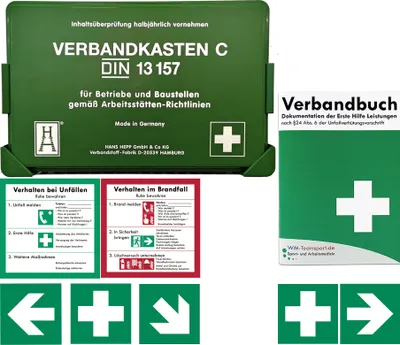 Produktbild von Betriebsverbandkasten 2 in 1 DIN 13157 für Betriebe incl. Verbandbuch + Aufkleber