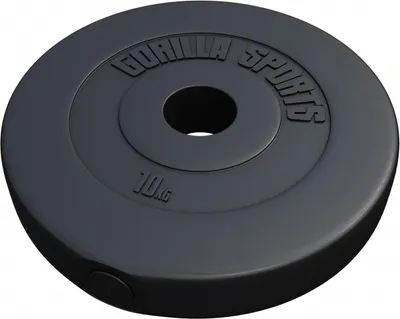 A black weight plate with embossed text and markings.