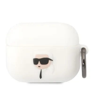 Zdjęcie produktu dla Etui Karl Lagerfeld Klaprunikh Na Airpods Pro - Białe Silicone Karl Head 3D