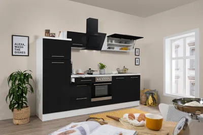 Produktbild von Küche Küchenzeile Küchenblock  Weiß Schwarz Amanda 270 cm Respekta Premium