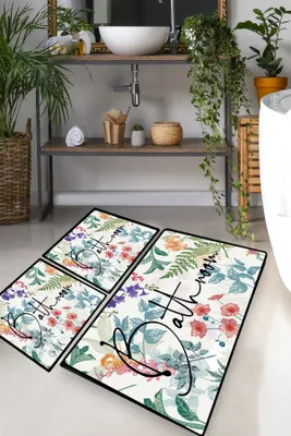 Immagine prodotto di Set di tappeti da bagno - 3 pezzi - 100% poliestere - Antiscivolo