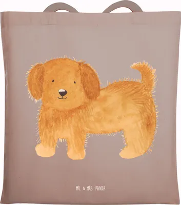 Produktbild von Mr. & Mrs. Panda Tote Bag Hund Flauschig - Braun Pastell - Geschenk, Laptoptasche, Sprüche, Schultasche, Jutebeutel, Hunde, totebag, Süß, Tasche, Hundebesitzer, Niedlich