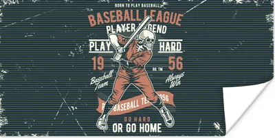 Produktbild von MuchoWow® Poster Jahrgang - Skelett - Baseball 80x40 cm - Wanddeko
