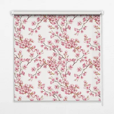 Produktbild von Seitenzug-Rollo Fensterrollo Jalousie - Thermo-Rollo Verdunkelungsrollo - 100x140 cm - Rosa Blütenknospen an einem Baum