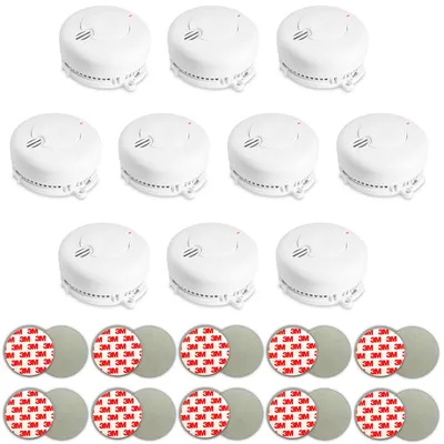 Immagine prodotto di 10 rilevatori di fumo con supporto magnetico e batterie per 5 anni, set di rilevatori di fumo con magnete