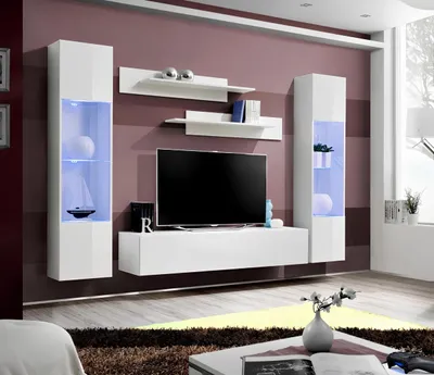 Produktbild von Wohnwand TV Ständer RTV Lowboard Hänge Vitrine Holz Modern Möbel Wohnzimmer