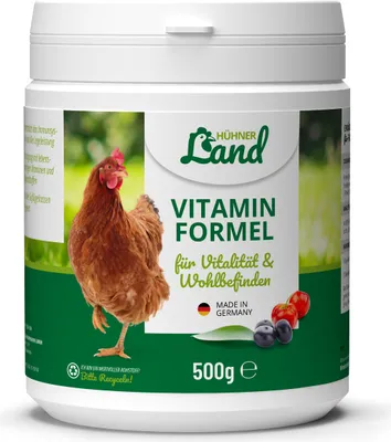 Produktbild von HÜHNER Land Vitamin Formel für Hühner & Geflügel 500g - Futterergänzung für Hühnerfutter mit Vitaminen, & Mineralien für Stoffwechsel & Immunsystem