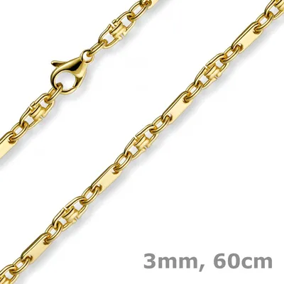 3mm-Platte-Steigbügel-Kette-585-Gelbgold-60cm
