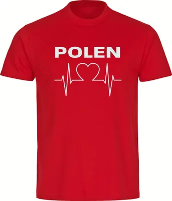 Produktbild von multifanshop Kinder T-Shirt - Polen - Herzschlag, rot, Größe 152