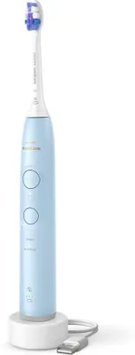 Produktbild von Philips Series 6100 HX7406/01 Wiederaufladbare Zahnbürste, Erwachsener, Schallzahnbürste, Sensibel, 62000 Bewegungen pro Minute, Hellblau, 2 min, 4 x 30 sec