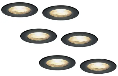 Produktbild von hoftronic LED Einbaustrahler 5W 450lm 2700K IP65 Schwarz Dimmbar Set 6x