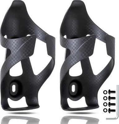 Productafbeelding van 2 stuks koolstofvezel flessenhouder – 70-74 mm – zwart, mat – geschikt voor fietstochten, mountainbikes, gravelbikes en e-bikes