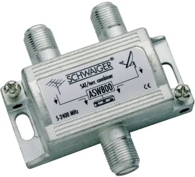 Produktbild von Schwaiger ASW800, Kabelkombinierer, 5 - 2300 MHz, Silber, Weiblich, 1 Stück(e), F