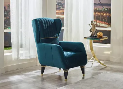 Immagine prodotto di Sessel Polster Grün Möbel Wohnzimmer Polstersessel Textil Stoff Modern Sitz