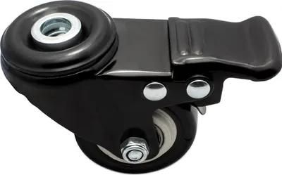 Produktbild von KLAK Lenkrolle Gummirolle mit Bremse Ø50mm Rückenloch Ø10,2mm für Aluprofil - 1 Stück