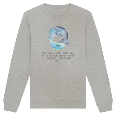 Produktbild von Mr. & Mrs. Panda Rundhals Pullover Walfisch Thunfisch Größe XXL - Heather Grey - Geschenk, Spruch Des Tages, Sweatshirt, Wahl, Baumwoll, Sweater, Tunfisch, Wal, Lustig