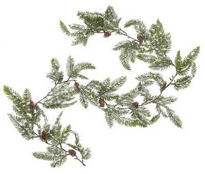 Image de Guirlande de Noël de 160 cm, décorée de cônes de pin et de fausse neige, idéale pour la décoration intérieure