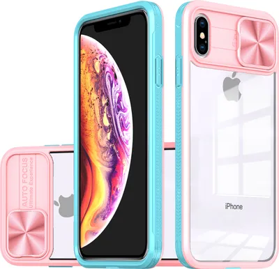 Produktbild von Hülle für iPhone X / iPhone XS Transparent TPU Bumper Schutzhülle mit Schiebe Kamera Schutz Pink