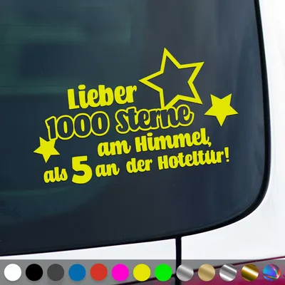 Produktbild von PantherPixel 1000 Sterne Aufkleber am Himmel Reisen Urlaub Camping Sticker Auto Geschenkidee Farbe Neon-Gelb