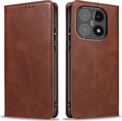 Produktbild von Handyhülle für Xiaomi 15T Kunstleder Flip Cover Hülle Handytasche Case Kartenfach Farbe: Dunkelbraun