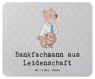 Produktbild von Mr. & Mrs. Panda Mouse Pad Bankfachmann Leidenschaft - Grau Pastell - Geschenk, Lustig, mauspad pc, Bänker, Ausbildung, Spruch, Mousepad, Beruf, mousematte