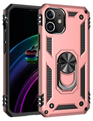 Productafbeelding van MobyDefend Hoesje - Geschikt voor iPhone 12 / 12 Pro  -  Pantsercase Met Draaibare Ring - Roze